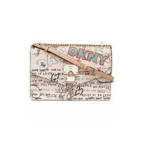 DKNY Elissa faux-leather large convertible shoulder crossbody bag White Graffiti